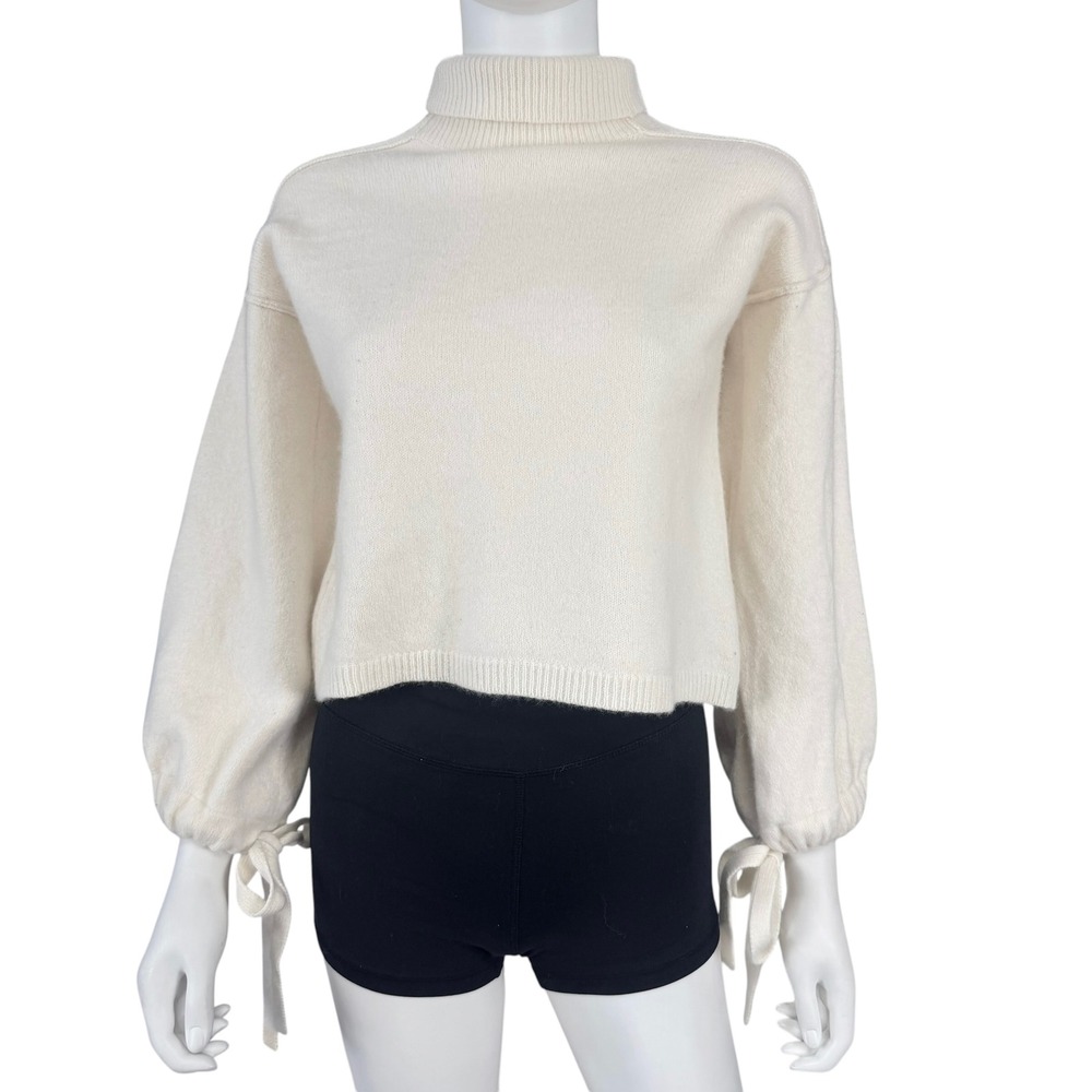 BCBGMAXAZRIA Womens Merino Wool Blend Turtleneck Sweater  Balloon Sleeve XS